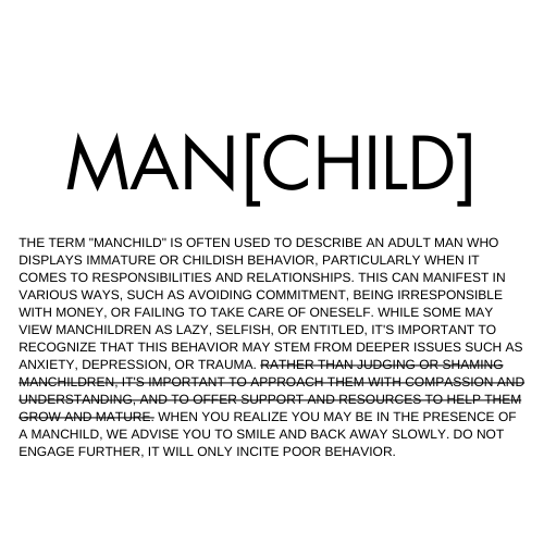 Man-Child Definition Square Black & White Sticker